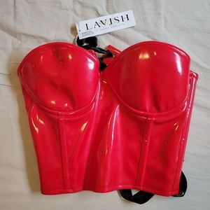 Daisy Corsets Red PVC Bustier XXL
